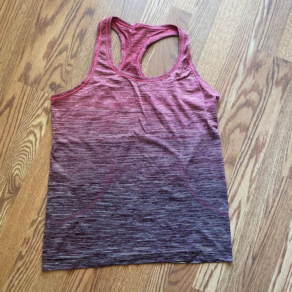 Lululemon Swiftly Tech Racerback Red ombré tank, size 12